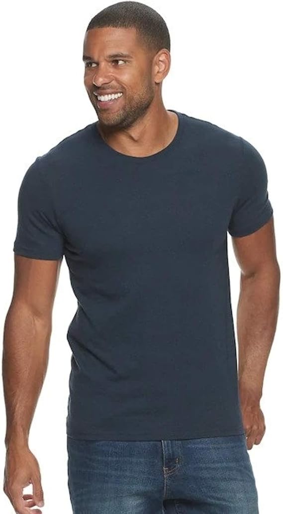 Sonoma Goods for Life Men's Supersoft Solid Crewneck Tee (Navy, Large)