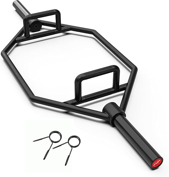 Olympic Hex Bar Solid Steel Sleeve 1000lbs Weight Capacity Trap Bar Deadlift Bar with Knurled Handles, for Bodybuilding Training, Squats, Deadlifts, Shrugs Power Pulls