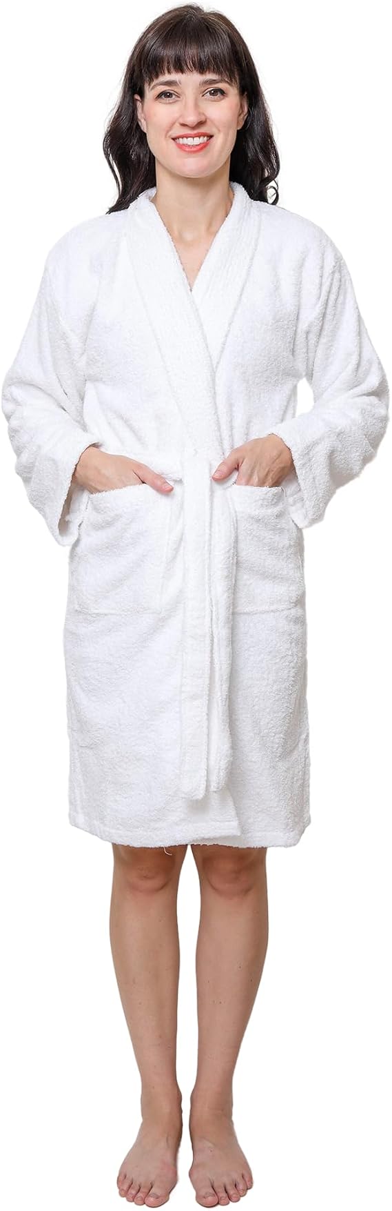 GOLD TEXTILES Premium Terry Cloth Robes for Women Lightweight Short Bathrobe, Adjustable Towel Robe Belt with Collar