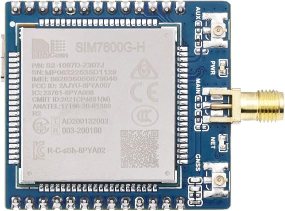 Waveshare SIM7600G-H 4G Communication Module, Multi-Band Support, Compatible with 4G/3G/2G, with GNSS Positioning-Pre-soldered Version