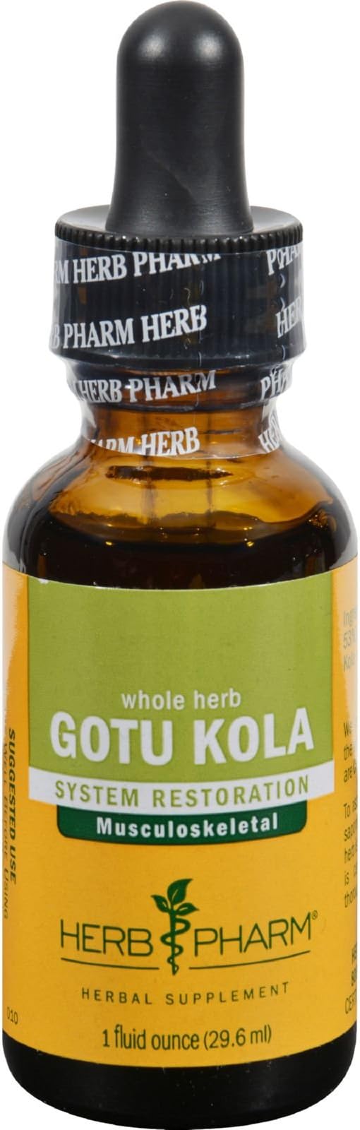 Herb Pharm Certified Organic Gotu Kola Liquid Extract Drops for Musculoskeletal System Support, 1 Oz