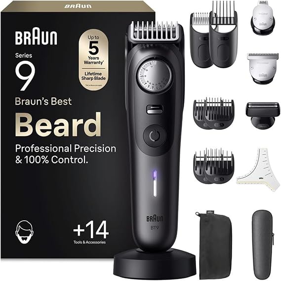 Braun Series 9 Beard Trimmer for Men, 52 Length Settings, BT9565, Titanium
