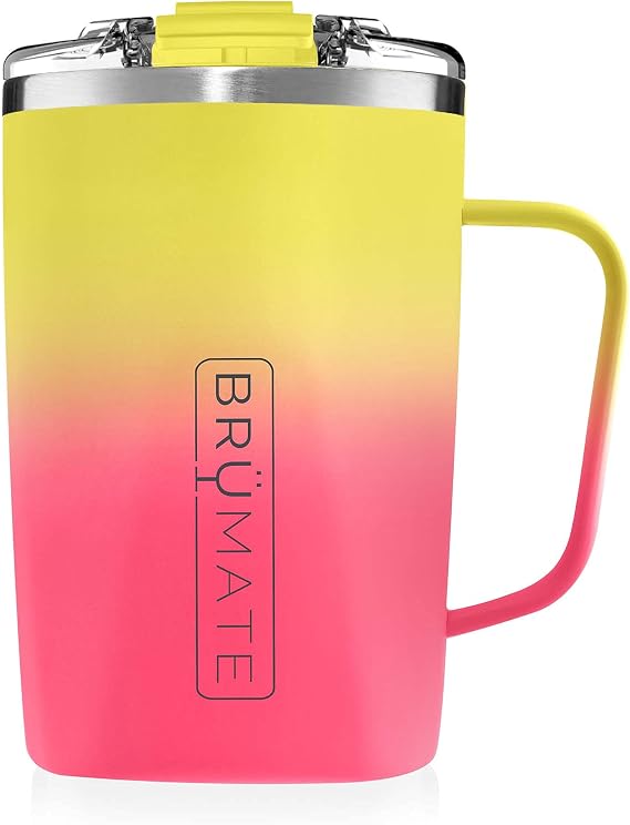 BruMate Toddy - 16oz 100% Leak Proof Insulated Coffee Mug with Handle & Lid - Stainless Steel Coffee Travel Mug - Double Walled Coffee Cup (Sunset)