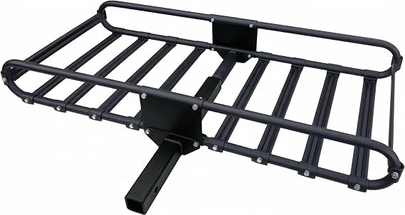 LARIN SCR-500 Hitch Mount Cargo Carrier 500 lb Capacity 46" x 21" x 6" Steel Platform Fits Class III & IV 2" Receivers Heavy-Duty Powder-Coated Tubular Steel Rack for SUV, Truck & RV