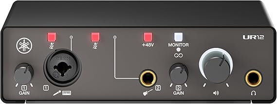 Yamaha 2-in/2-out USB-C Audio Interface with 24-bit/192kHz Support, 1 Combo/1 TRS inputs, Direct Monitoring, Loopback, and Steinberg Software Suite, Black UR12MK3 B