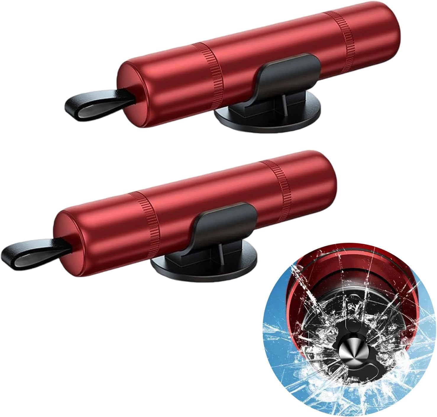 DALAETUS 2 Pcs Emergency Car Window Breaker with 2 Holders- 2-in-1 Window Breaker and Seat Belt Cutter for Car Safety, Car Safety Hammer, Red