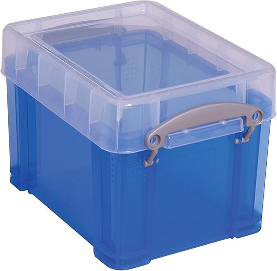 Really Useful Box Plastic Storage Container With Built-In Handles And Snap Lid, 3 Liters, 6 1/2" x 7 1/4", 9 1/2" x 7 1