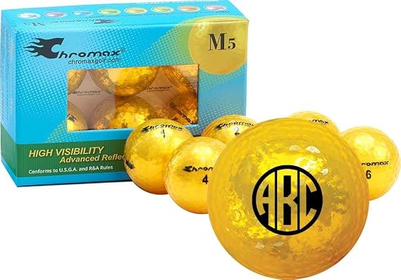Chromax Metallic Gold Customized M5 Golf Balls - 6pk (Monogram)
