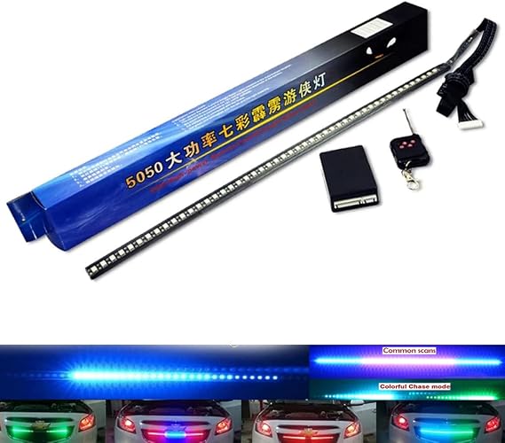 RGB LED Knight Rider Scanner Light Strip 22'' 48-SMD Multicolored LED Flash Strobe Grille Light Car Truck Interior Exterior Lighting (Knight Rider Scanner Light Strip)