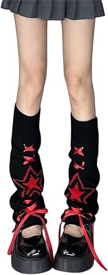 Goth Y2k Leg Warmers for Women Gothic Cute Grunge Cutecore Rave Emo Punk Hippie Knit Warm Winter Alt