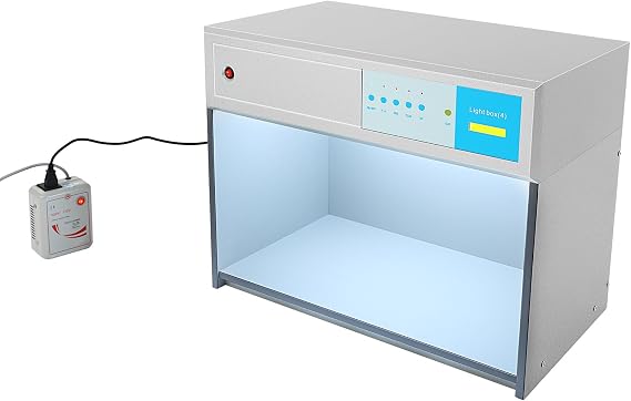 Light Booth Color Matching Assessment Cabinet, Lab Color Matching Light Box 4 Light Source Color Cabinet for Textile Printing and Dyeing Materials Visual Assessment of Color Fastness D65 TL84 UV F