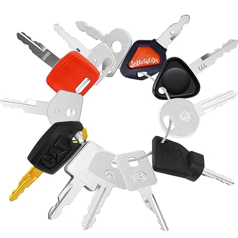 12 PCS Construction Ignition Key Set, Universal Ignition Starter Switch | Ignition Starter Switch Spare Keys for Plant Excavator Agricultural Machinery Dumper Digger Tractor