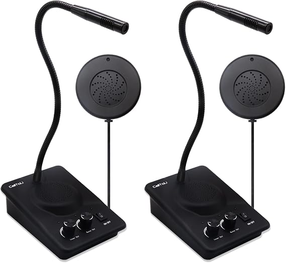 DAYTECH Window Counter Speaker Intercom System 2 Pack | 2 Way Intercom Communication Microphone Intercom Anti-Interference for Bank Restaurant Business Office Hospital