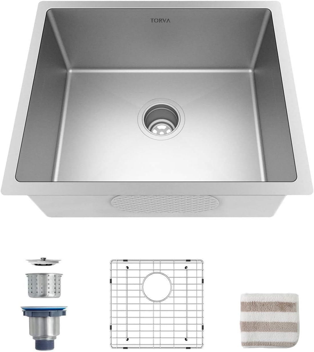 TORVA 22.5" Undermount 16 Gauge Single Bowl Stainless Steel Kitchen Sink Bar or Prep Sink