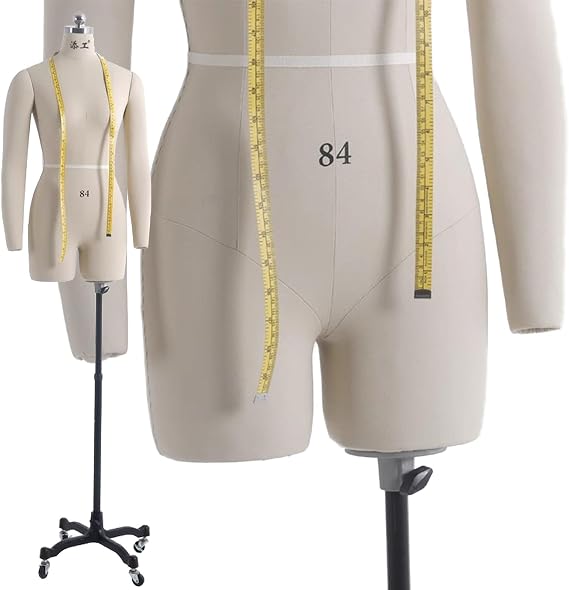 Female Mannequin Torso Dress Forms for Sewing, Pinnable Body Form with 2 Soft Arms, Tailor Dressmaker Dummy Mannequin On Wheels, Adult Full Size(Size:L)