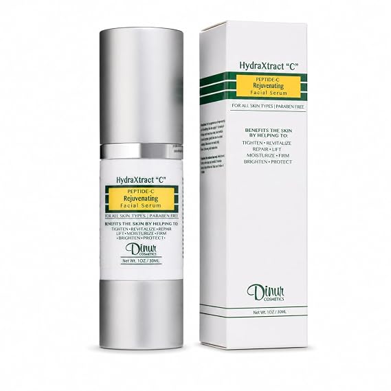 Dinur Cosmetics HydraXtract"C" Rejuvenating Facial Serum Peptide-C Prevents Damaged Skin Fine Lines & Wrinkles Helps Rejuvenation Glow 1 oz. 30 ml