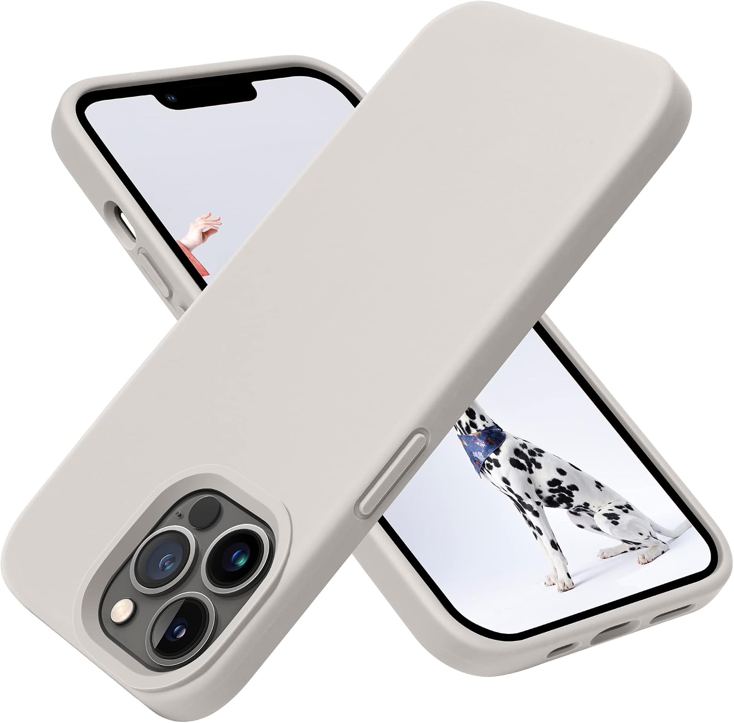 OTOFLY iPhone 13 Pro用ケース 液体シリコン スリム 保護 耐衝撃 電話ケースカバー 傷防止 マイクロファイバー裏地 6.1インチ ストーン