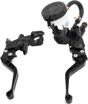 Motorcycle 78 22mm Handlebar Brake Master Cylinder Clutch Lever Left & Right Set Universal Compatible with Motorcycle Street Sport Dirt Pit Mini Bike Scooter ATV Black