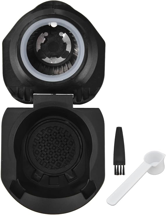 Omabeta Reusable Coffee Pods Adapter Converter Holder for Machine Coffee Capsule Adapter with Brush and Spoon Dishwasher Safe Food Grade PP Material