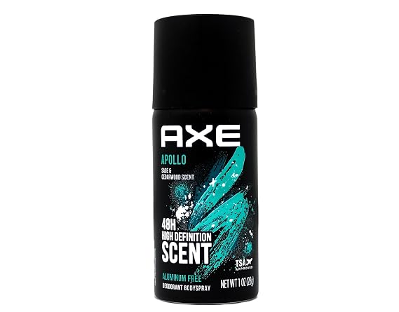 Axe Body Spray Apollo, Travel size, 1 Oz.