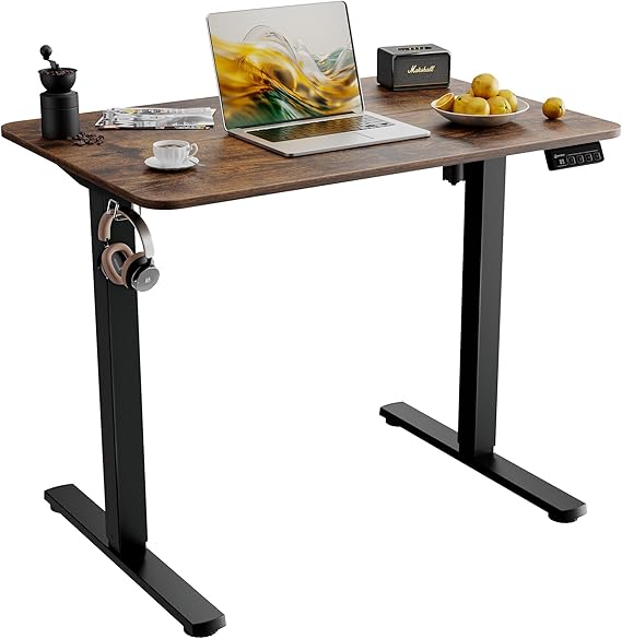 ERGOMAKER Electric Standing Desk 90x60cm, 2 Memory Heights, Rustic Brown