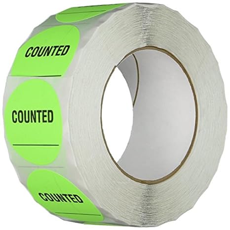 TapeCase INVLBL-023 Counted Inventory Label, Circular Adhesive Label, Green, 2 in, 1000 Labels Per Roll, 1 Roll