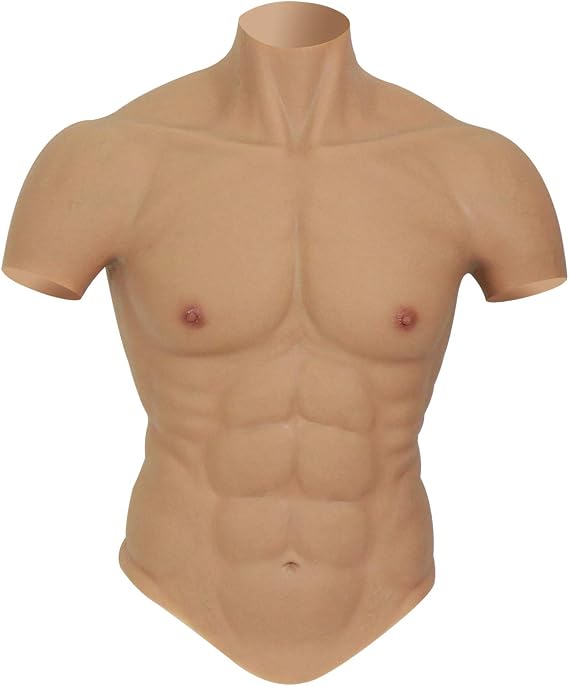 ROANYER Male Chest Silicone Muscle Suit Realistic Mens Silicone Chest Male Fake Muscle Belly For Cosplay Transgender
