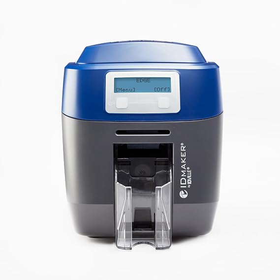 ID Maker Edge 1 Sided ID Card Printer with Magnetic Stripe Encoder PVC Badge Printer for Employee, School & Membership Cards 300300 DPI Fast Printing Printer Only