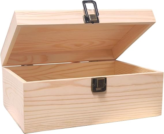 2026 New Wooden Keepsake Box Memory Box 9.2"x5.5"x4" Unfinished Wood Box