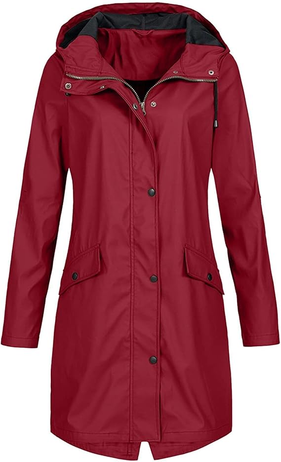BOXIACEY Rain Coats for Women Packable Waterproof Rain Jacket Lightweight Hooded Raincoat Outdoor Raincoat Windbreaker