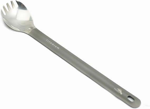 TOAKS Titanium Long Handle Spork with Polished Bowl