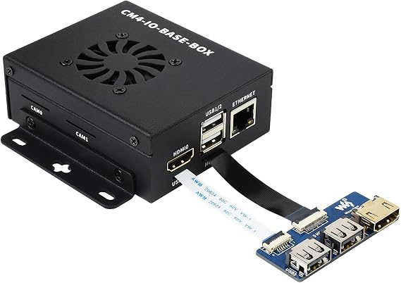 TOP1 Raspberry Pi Compute Module 4 Basic Expansion Board Pack C Includes CM4 Mini IO Board Lite Version, USB HDMI Adapter, Metal Case with Cooing Fan