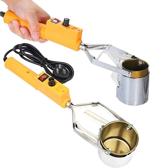 Portable Hand-held Lead Melting Pot, Melting Furnace Soldering Crucible, 500/1500/3000g Capacity for Casting Tin Melting Tin Lead Glue Wax (500G)