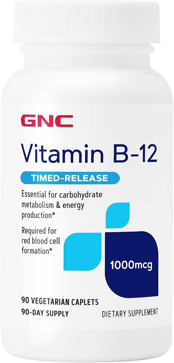 GNC Vitamin B-12 1000mcg, Supports Energy Production, 90 Caplets
