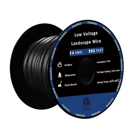 Low Voltage Landscape Lighting Wire - Outdoor Direct Burial Underground Low-Energy Circuit Cable (14/2 Black, 265ft)