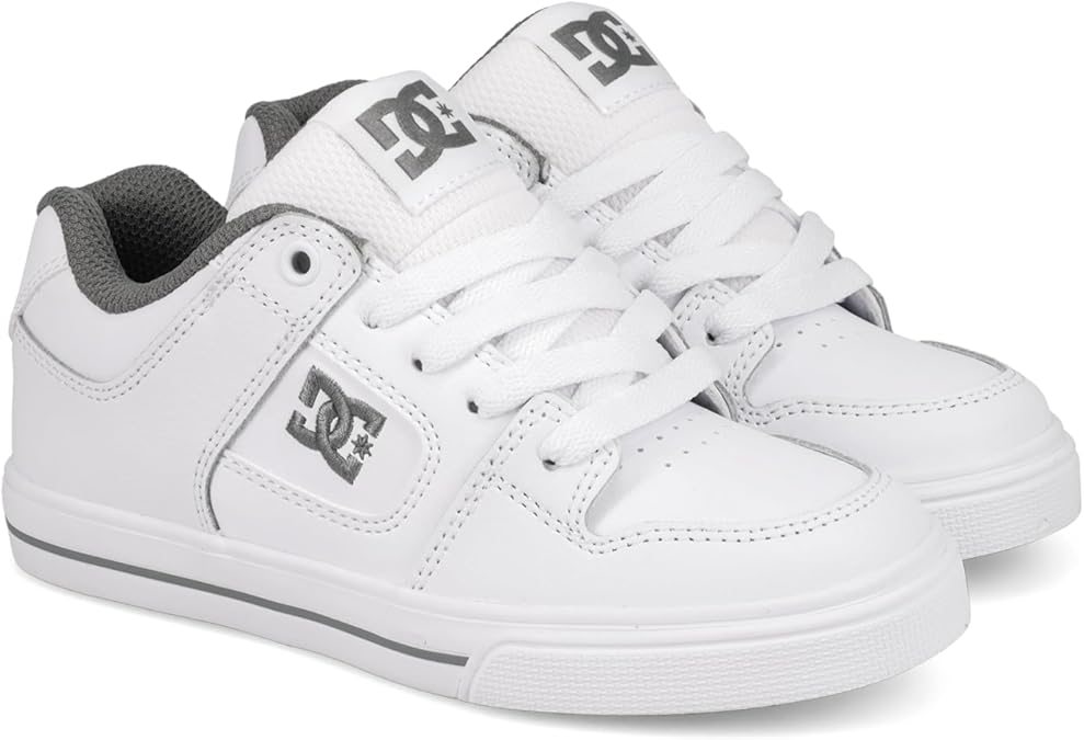 DC Shoes Kids Pure Skate Shoe White/Grey