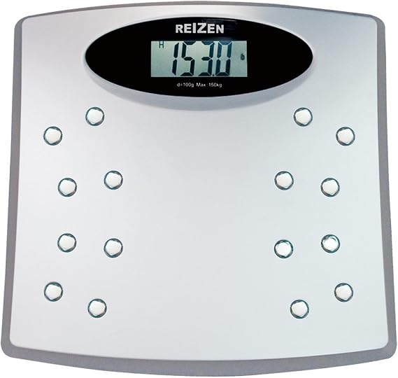 Reizen Talking Bathroom Scale - English/Spanish Voice, LCD Display, Red, Plastic, Up to 330 lbs
