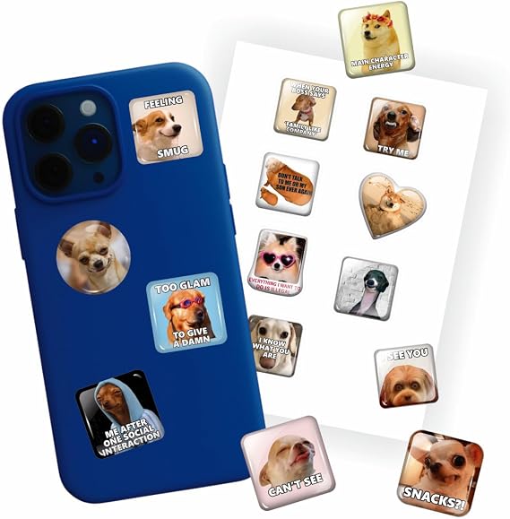 16Pcs Epoxy 3D Dog Meme Stickers for Phone Case - Funny Dog Gifts - Pet Meme Party Supplies - Stickers for Phone