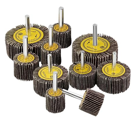 10 Pcs 1/4'' Shank Abrasive Flap Wheels Sander (25/30/40/50/60mm) | Flap Wheel for Drill, Grinder, Rotary Tools