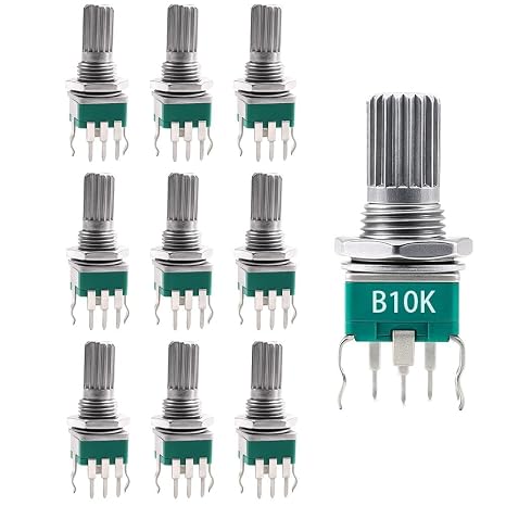 10PCS RK097 B10K Precision Vertical Single-Gang Potentiometer, 15mm Shaft, 3-Pin 10K Variable Resistor