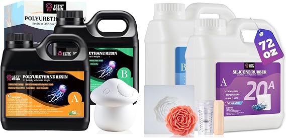 Polyurethane Resin & Silicone Mold Making Kit 72oz, 20A Non-Toxic Platinum Silicone Rubber for Mold Maker