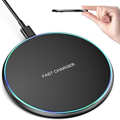 Wireless Charger Compatible with iPhone 17 16 15 14 13 12 11 Pro MaxMiniPlusXRX8, 15W Max Fast Wireless Charging Pad Mat for Samsung Galaxy S23S22S21S20S10, Galaxy Buds