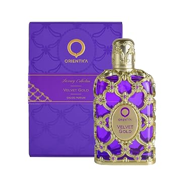 Orientica Luxury Velvet Gold Eau De Parfum 2.7oz/80ml Notes of Vanilla, Caramel, Rose, Bergamot, Musk - Powdery Gourmand Floral Arabic Perfumes for Women & Men - Perfumes Arabes de Mujer y Hombres
