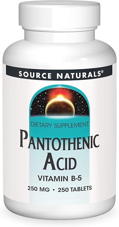 Source Naturals Pantothenic Acid, 250 mg -250 Vegan Tablets | Vitamin B-5 | Non-GMO Validated*