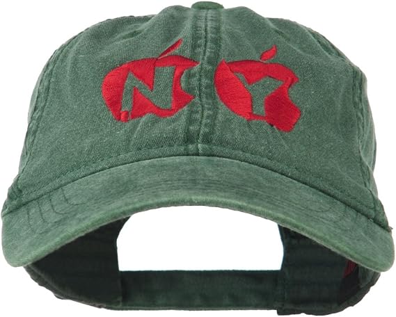 NY with Apple Image Embroidered Washed Cap