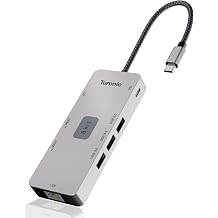 Turonic BYL-2401 Universal Docking Station 8-in-1 USB-C Hub with Dual HDMI 4K@60Hz, DP 1.2, 100W PD Charging, Gigabit Ethernet, 3 USB-A 5Gbps, Aluminum Housing