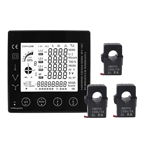 3 Phase Energy Consumption Meter Smart kwh Electric Power Meter with CT 50/100/150/200A Panel Meter RS485 Modbus PAC5010 5110