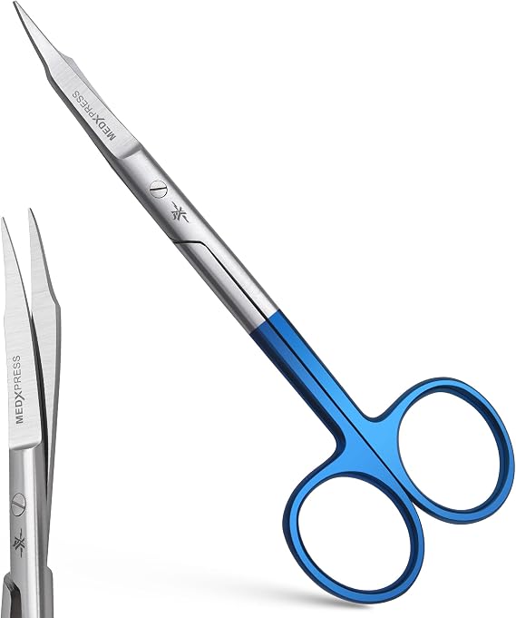 Blue Handle Premium Embroidery Scissors Curved for Art & Craft Hydroponic Scissors With Heavy-Duty Grooming Scissors for Precise Cutting & Crafting Sewing Applique Scissor.