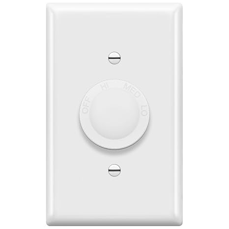 TOPGREENER Rotary 3-Speed Ceiling Fan Control, Single Pole, White, 1 Pack