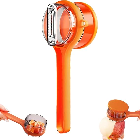 Upgrade Fruit & Vegetable Kitchen Peeler with Storage Box -Safe and Efficient Double-Sided Sharp Stainless Steel Blade,Easy to Clean Peeler with Box Storage,Mess-Free Vegetable & Fruit Prep(Orange)